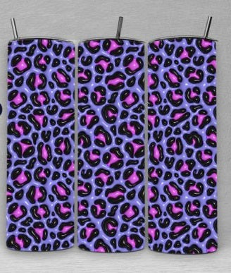 3D Inflated Leopard purple pink and black