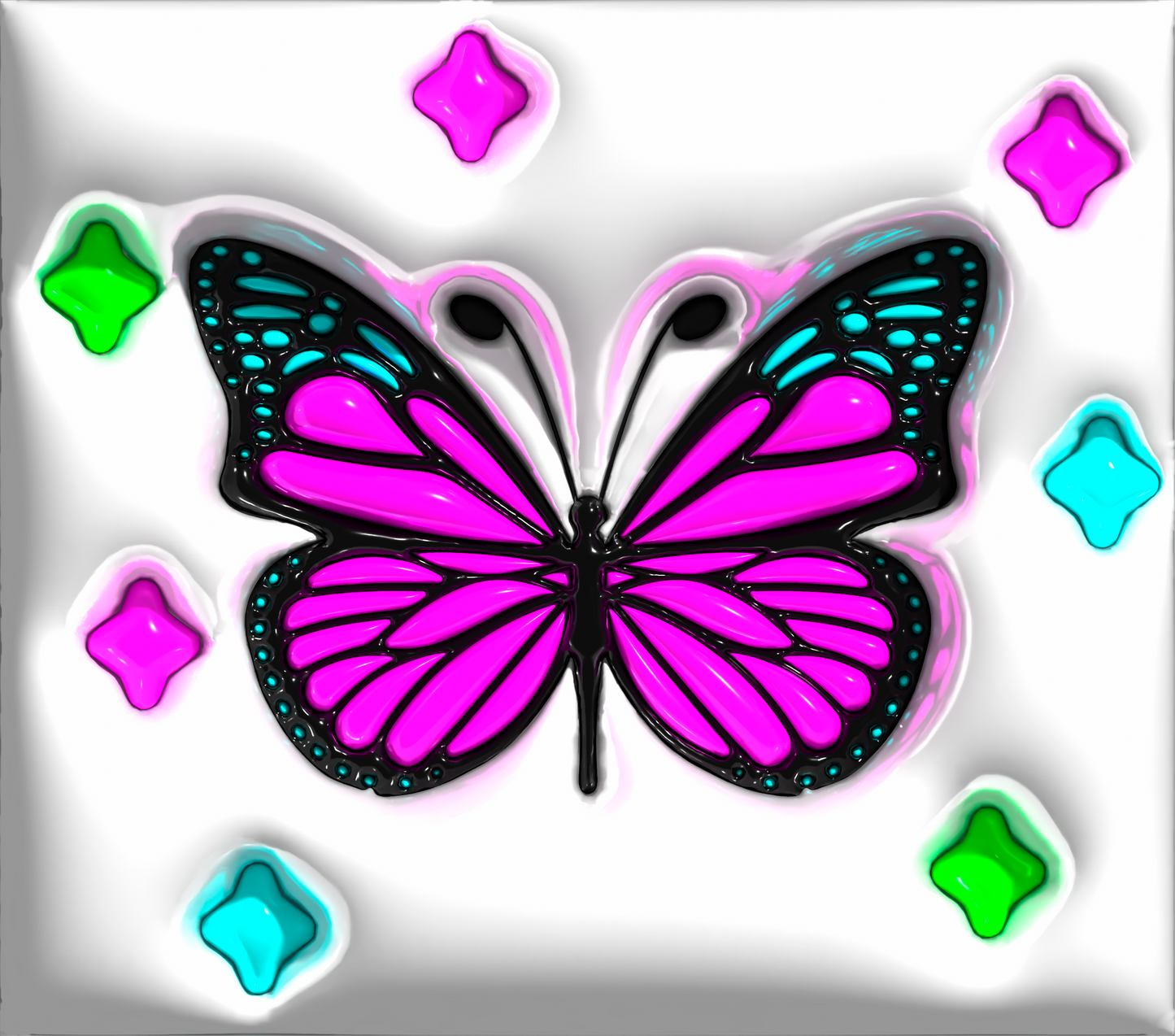 3D puff butterfly tumblers in White