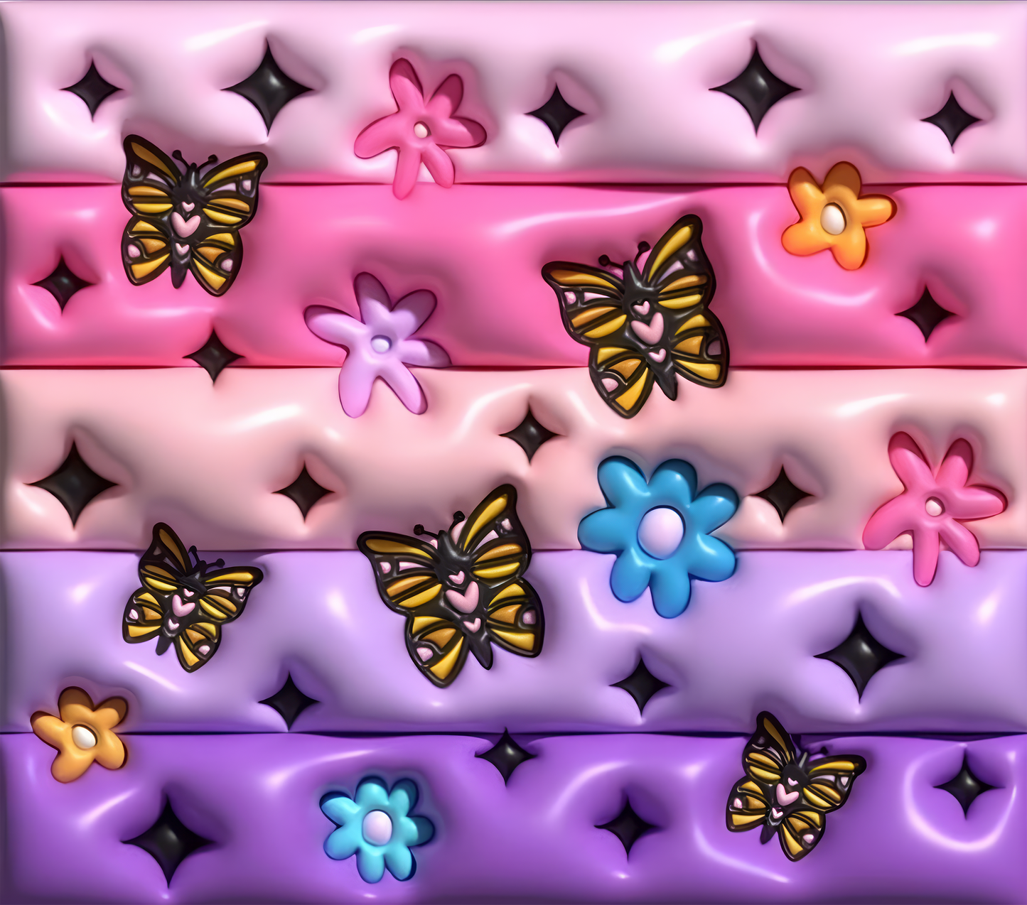 3D Inflated Butterfly and Flowers tumbler