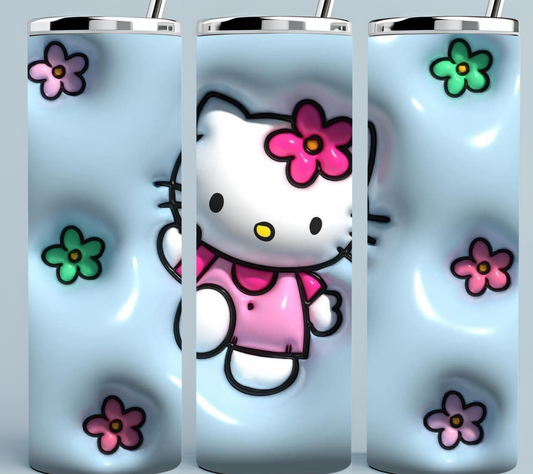 3D Inflated Light Blue Hello Kitty tumbler