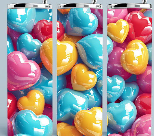 3D Candy Hearts puff tumbler