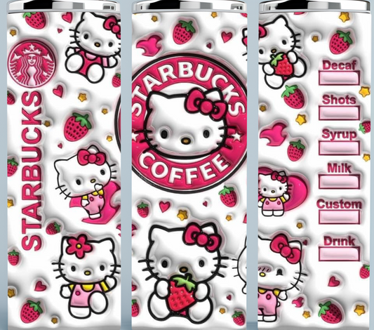 3D Inflated Hello Kitty Strawberry Starbucks tumbler