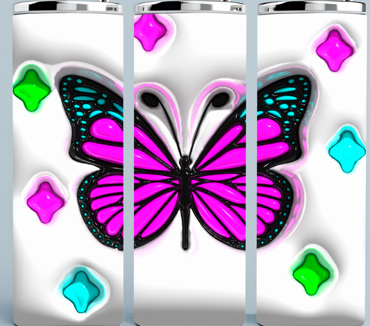3D puff butterfly tumblers in White