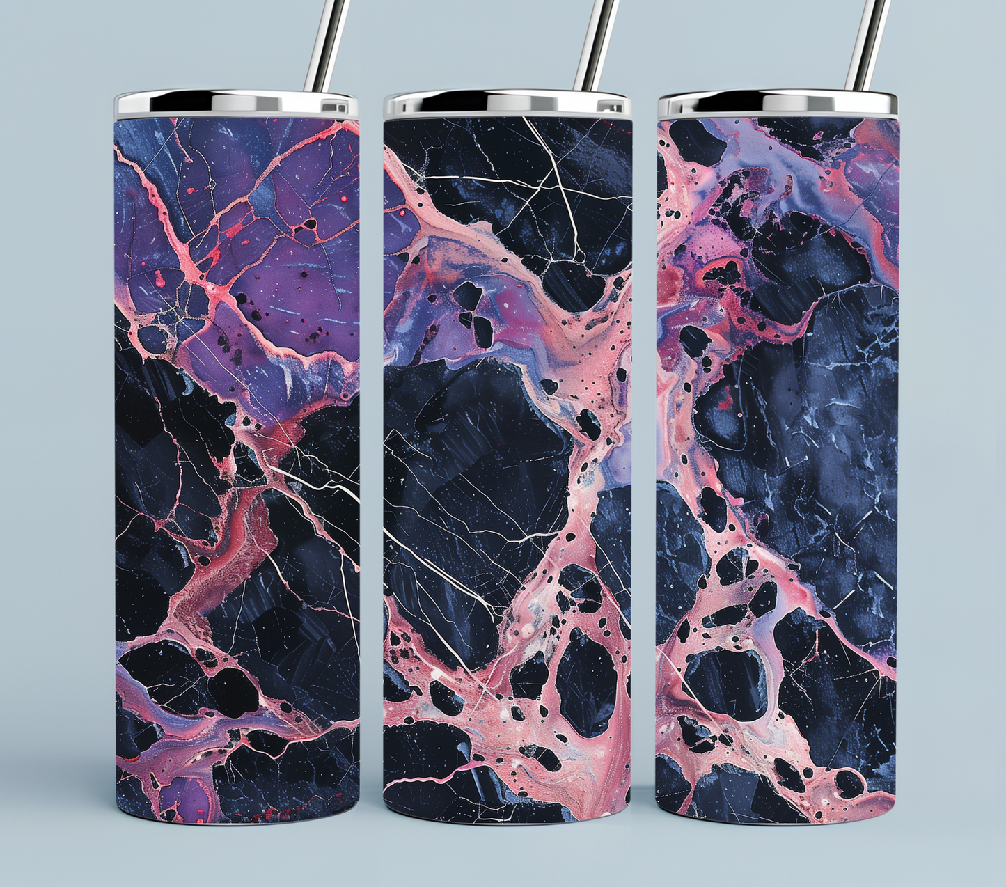Purple, Pink, Navy Agate tumbler design