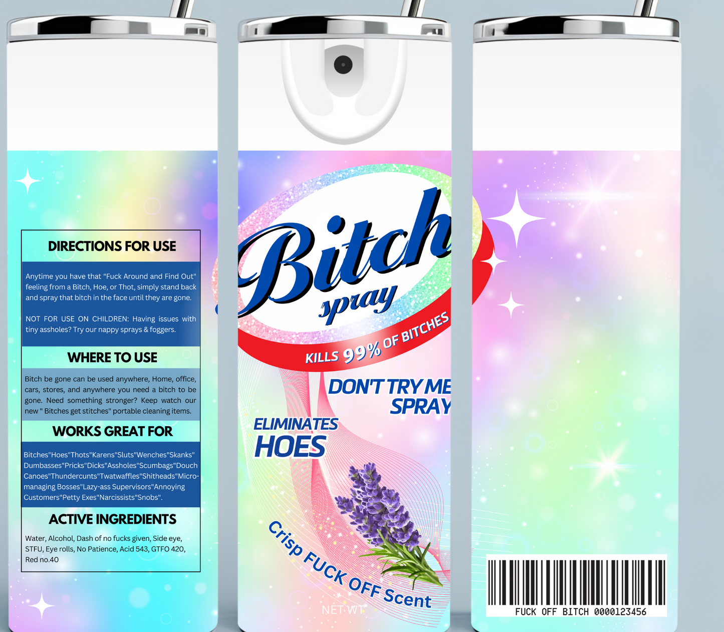 Bitch Be Gone Pastel Green and Purple tumbler