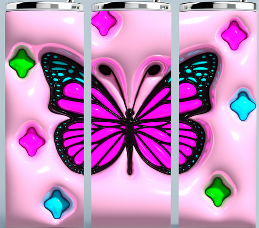 3D puff butterfly tumblers in Pink