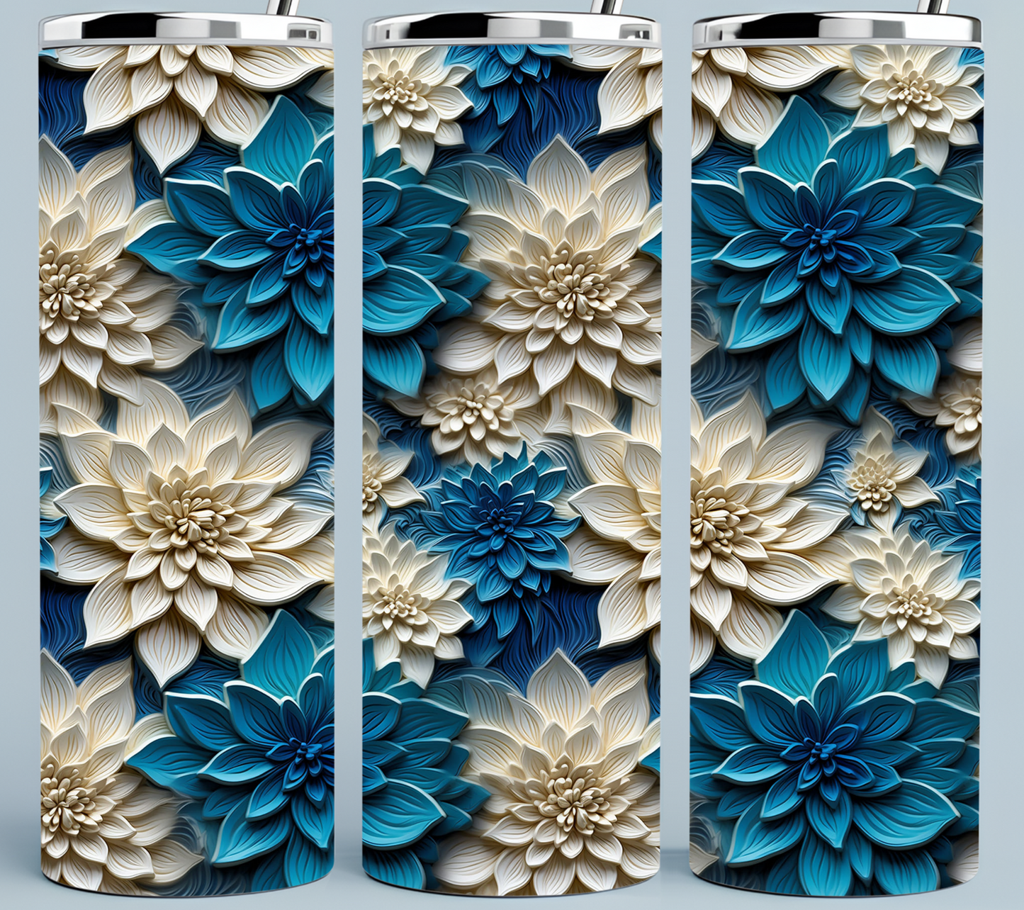 Blue and White Flower tumbler