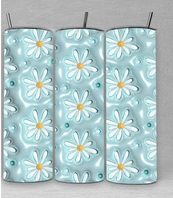 3D Inflated Daisy Light Blue/Mint Green tumbler