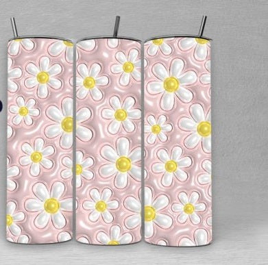 3D Inflated Daisy Light Pink Tumbler