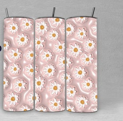 3D Inflated Daisy Light Pink Tumbler