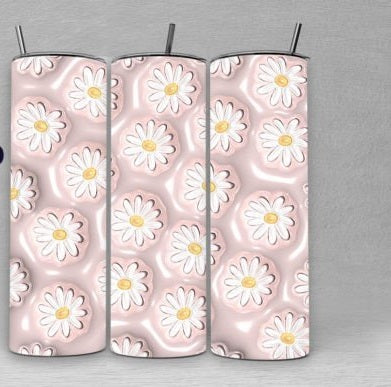 3D Inflated Daisy Light Pink Tumbler