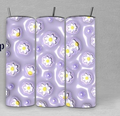 3D Inflated Daisy Light purple Tumbler