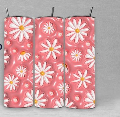 3D Inflated Large Daisy Pink and White