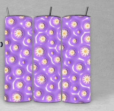 3D Inflated Daisy Light purple Tumbler