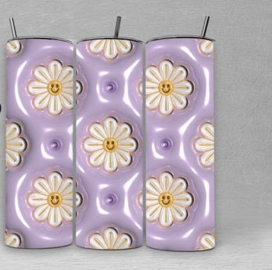 3D Inflated Large Daisy Light purple tumbler