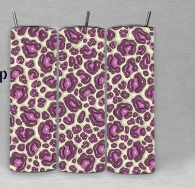 3D Inflated Pink and Purple Leopard spots tumbler