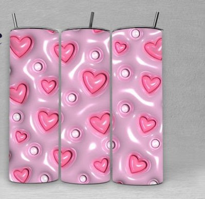3D inflated hearts tumbler