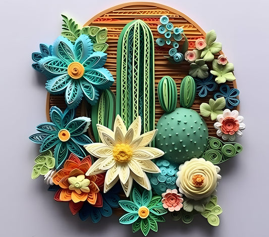 3D Cactus and Flower tumbler