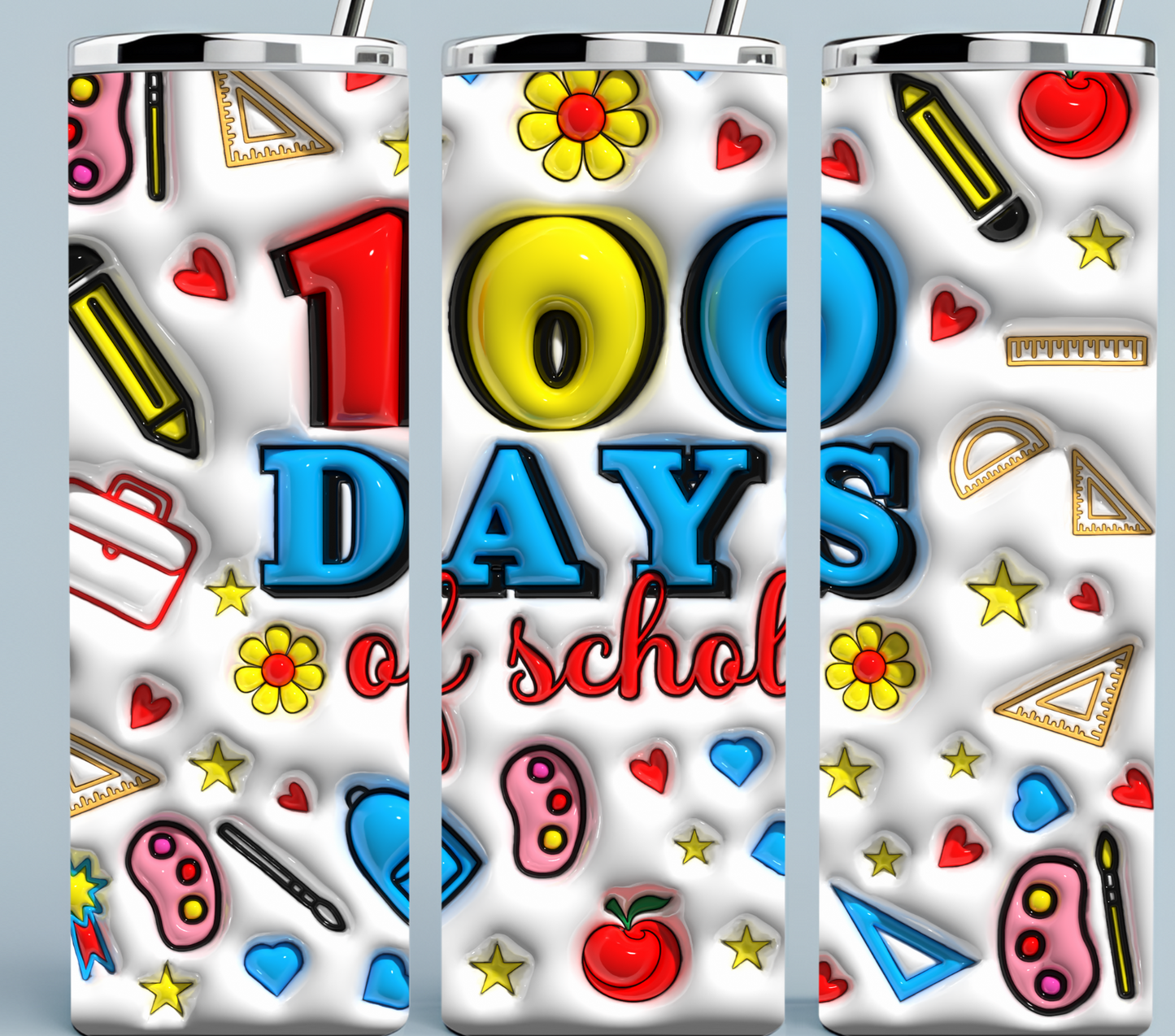 100 Days of School Tumbler 3D Puff