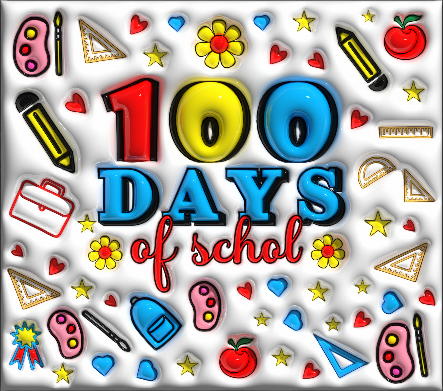 100 Days of School Tumbler 3D Puff
