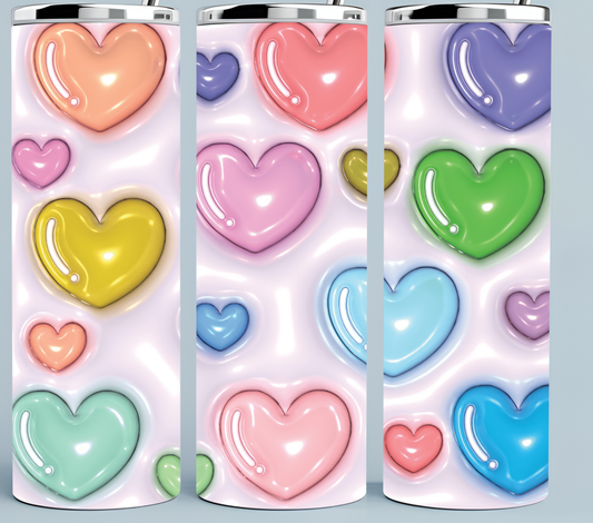 3D Inflated Hearts Tumbler
