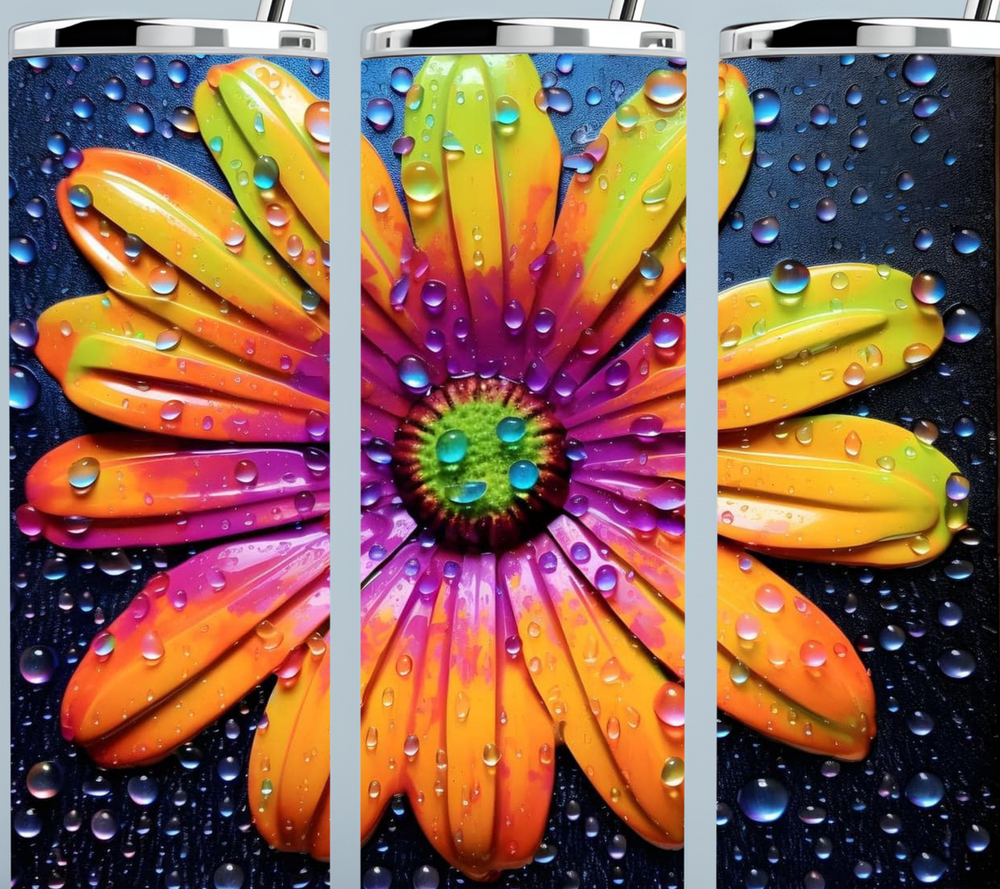 Daisy Tumbler with raindrops