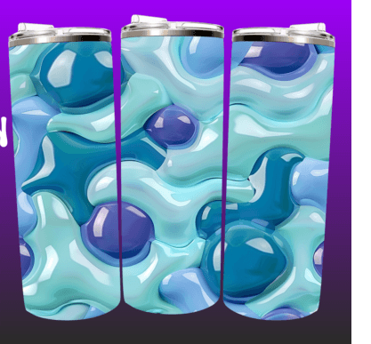 3D bubble blue, green, and teal tumbler