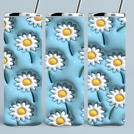3D Inflated Blue Daisy Tumbler