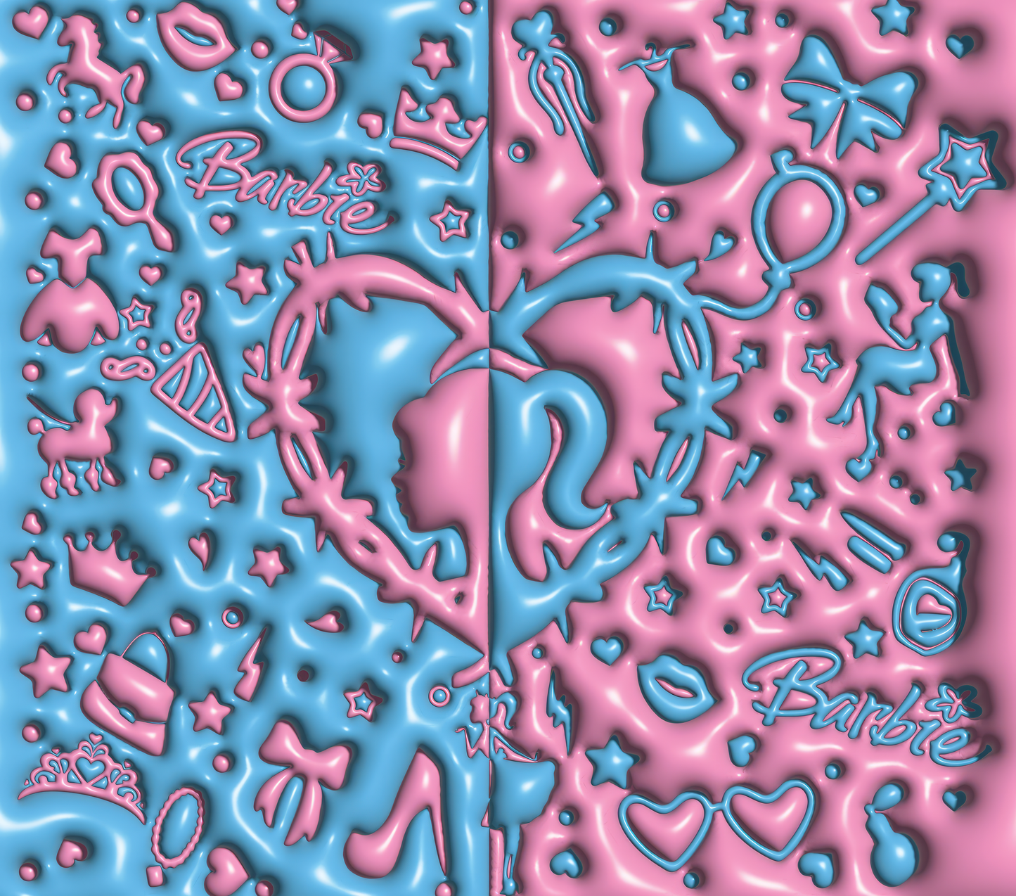 Barbie Pink and Blue Heart