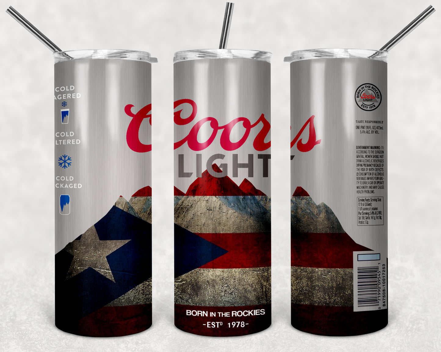 Coors Light Puerto Rican Flag tumbler