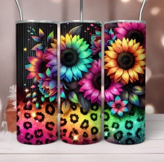 Rainbow, Pink, Leopard tumbler