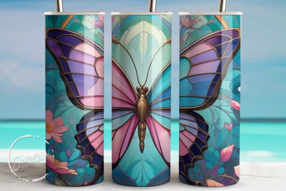 Bright colored butterfly tumbler