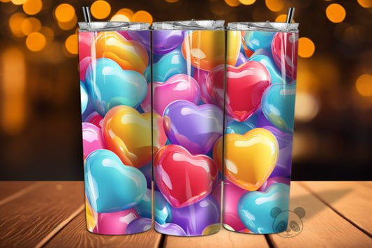 3D Candy Hearts puff tumbler