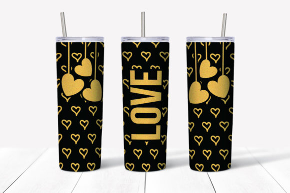 Black and Gold heart Love tumbler
