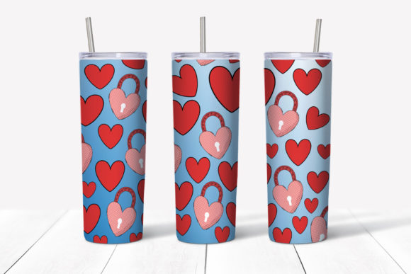 Blue tumbler with red hearts