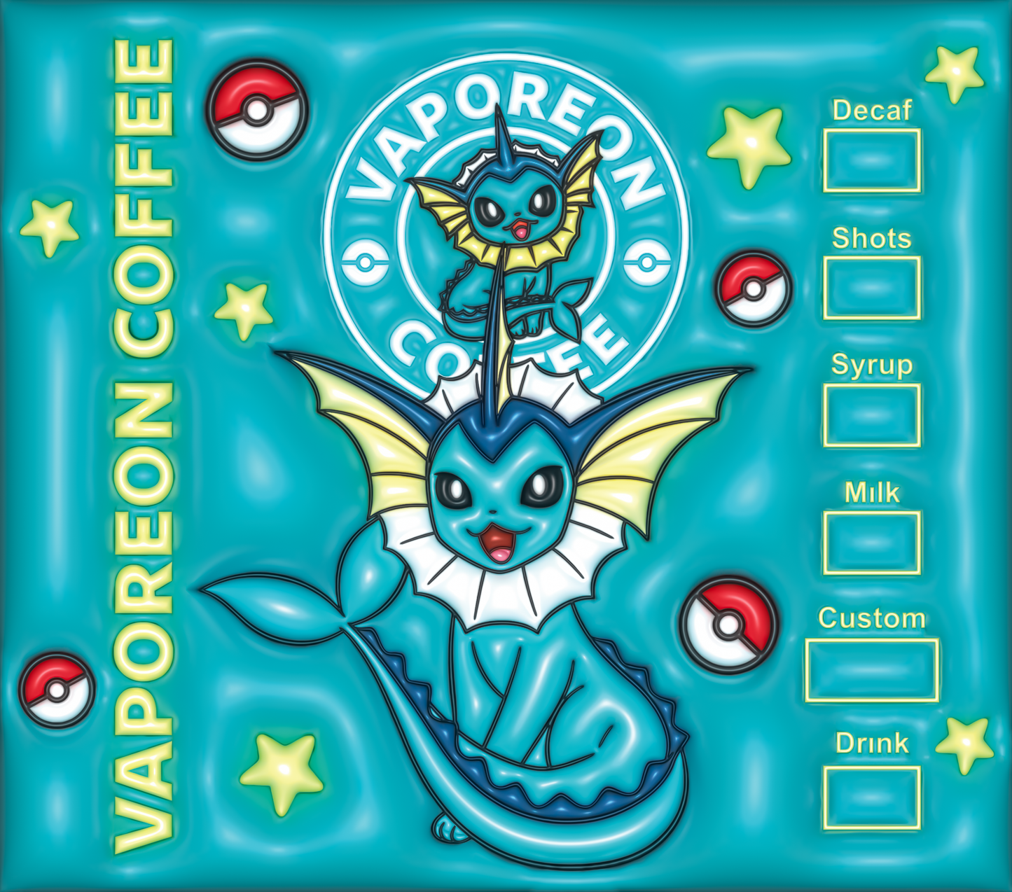 Vaporeon 3D Starbucks Coffee tumbler